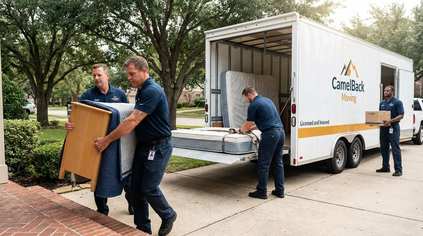 Crew loading residential truck for cross-state move from Burke, SD