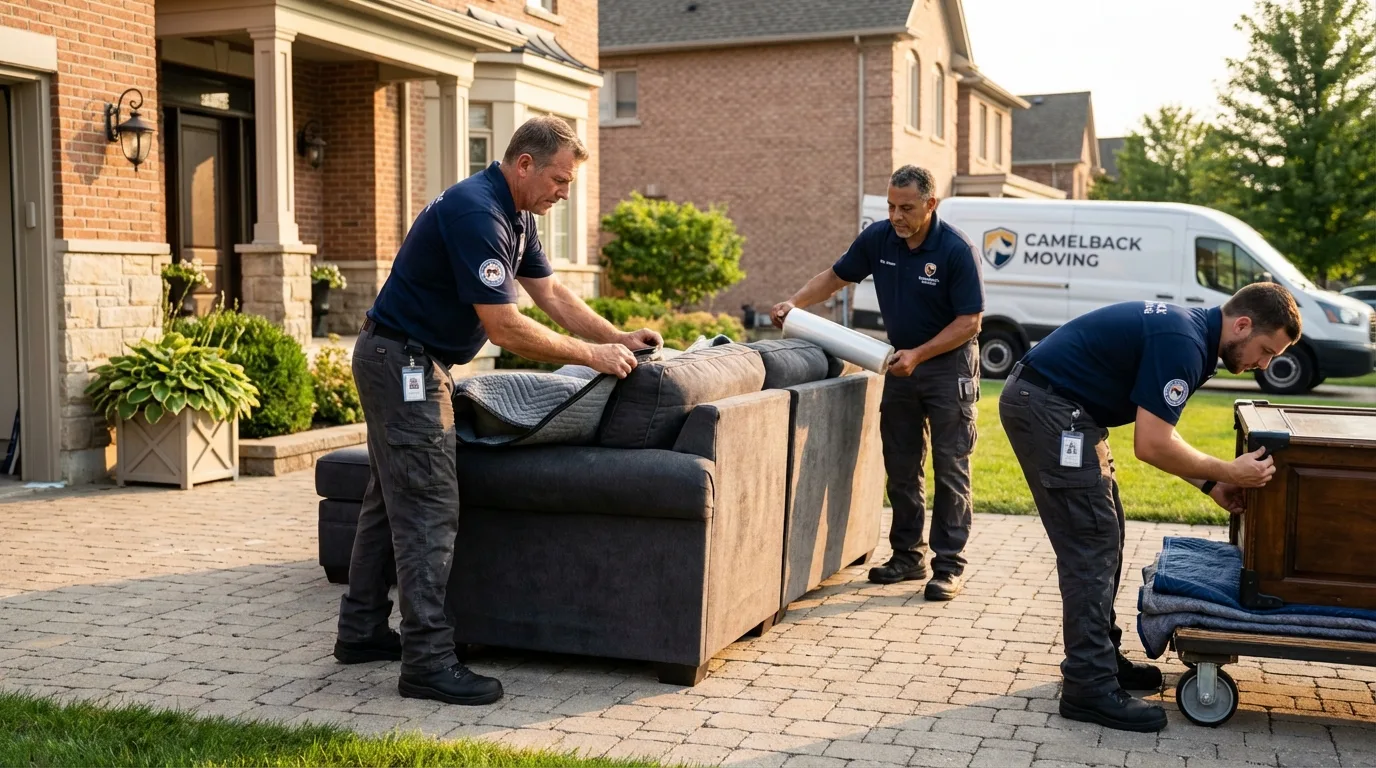 Large estate moving crew wrapping furniture in Burke, SD